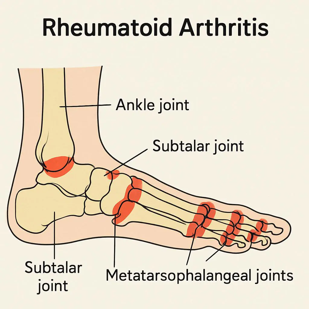 Rheumatoid arthritis affecting the hindfoot joints